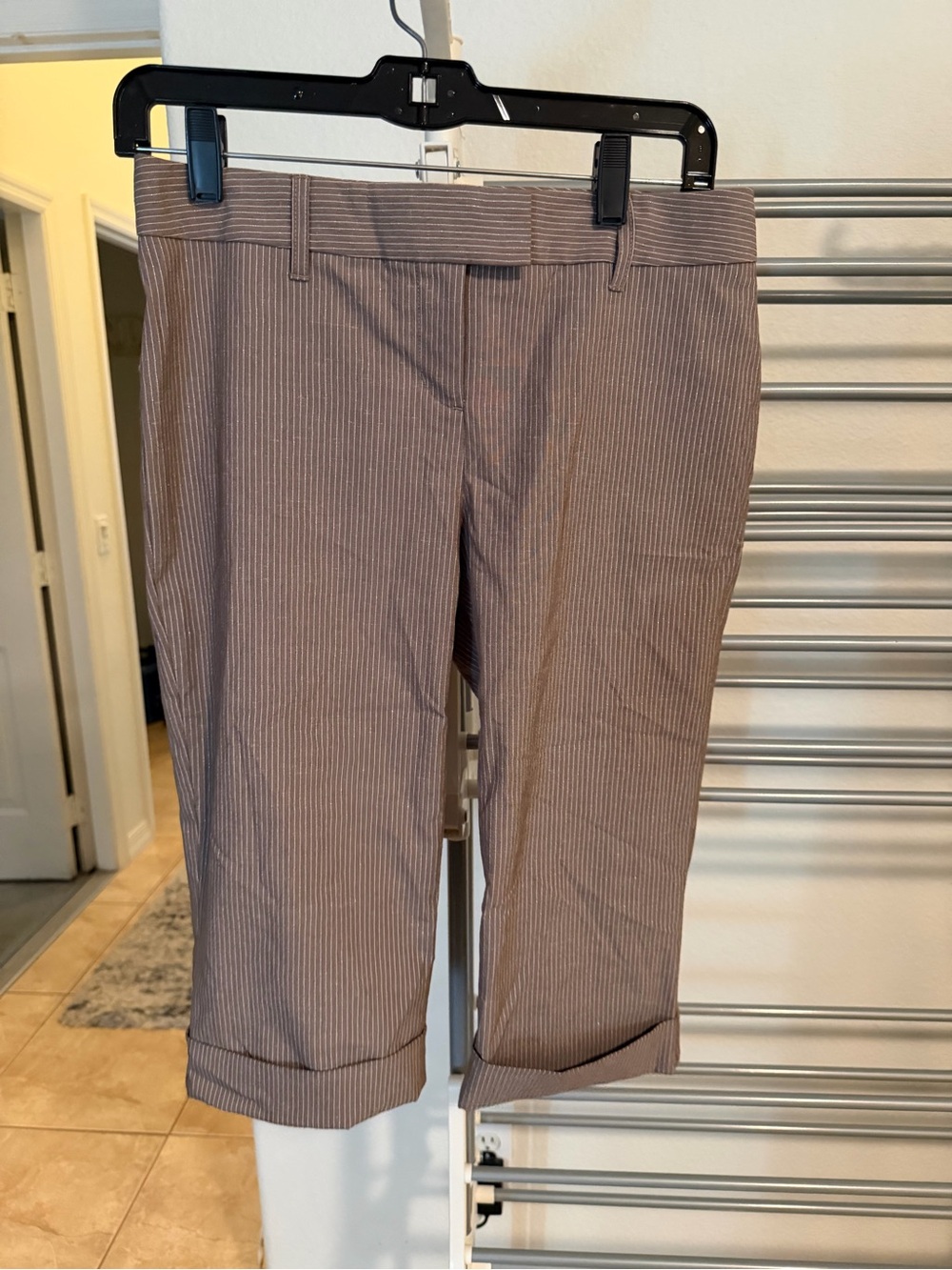 Express Pinstripe Dress Pants - Taupe & White